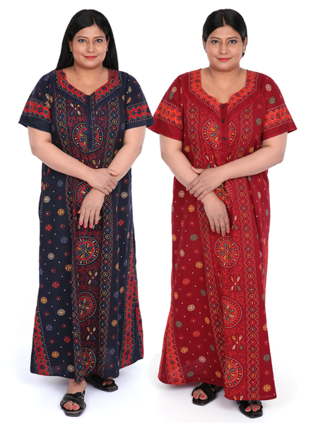 Picture of Pack of 2 Plus  Pure Cotton Nighties